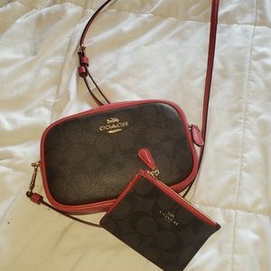 Coach belt bag cross-body, dark brown signature